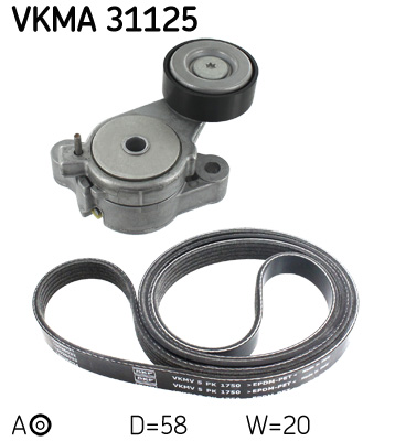 SKF VKMA 31125 Kit Cinghie Poly-V-Kit Cinghie Poly-V-Ricambi Euro